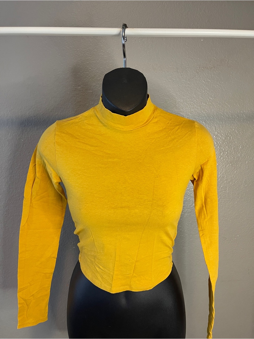 Women's Mustard Yellow Mock Neck Crop Top